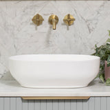 Byron Egg 500mm x 340mm Artificial Stone Above-Counter Basin, Gloss White *Clearance Stock*