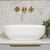 Byron Egg 500mm x 340mm Artificial Stone Above-Counter Basin, Gloss White