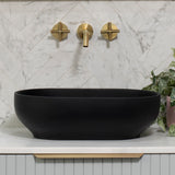 Byron Egg 500mm x 340mm Artificial Stone Above-Counter Basin, Matte Black *Clearance Stock*