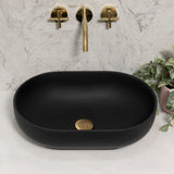 Byron Egg 500mm x 340mm Artificial Stone Above-Counter Basin, Matte Black *Clearance Stock*