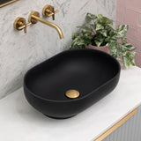 Byron Egg 500mm x 340mm Artificial Stone Above-Counter Basin, Matte Black *Clearance Stock*