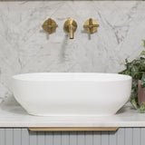 Byron Egg 500mm x 340mm Artificial Stone Above-Counter Basin, Matte White *Clearance Stock*