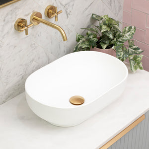 Byron Egg 500mm x 340mm Artificial Stone Above-Counter Basin, Matte White *Clearance Stock*