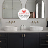 Stadio Groove 480mm Fluted Oval Artificial Stone Above-Counter Basin, Matte White