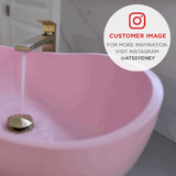 Wave Oval 600mm Artificial Stone Above-Counter Basin, Matte Pink