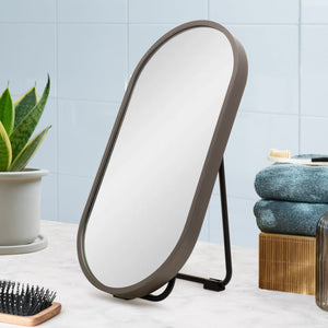 Pill Oval 220mm x 440mm Desk Mirror with Brushed Gunmetal Frame