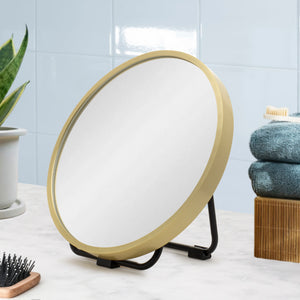 Circa Round 300mm Desk Mirror with Brushed Brass (Gold) Frame