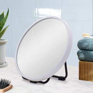 Circa Round 300mm Desk Mirror with Matte White Frame