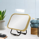 Retti Rectangular 220mm x 330mm Desk Mirror with Brushed Brass (Gold) Frame