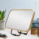 Retti Rectangular 280mm x 440mm Desk Mirror with Brushed Brass (Gold) Frame