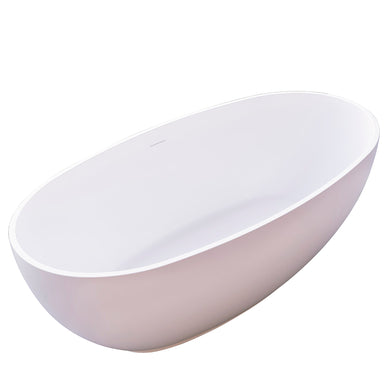 Delphi Egg 1300mm Artificial Stone Freestanding Bath, Matte White