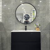 Deluxe Round 750mm Framed Mirror with Black Frame