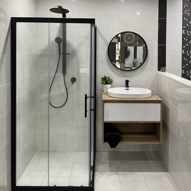 Deluxe Round 750mm Framed Mirror with Black Frame