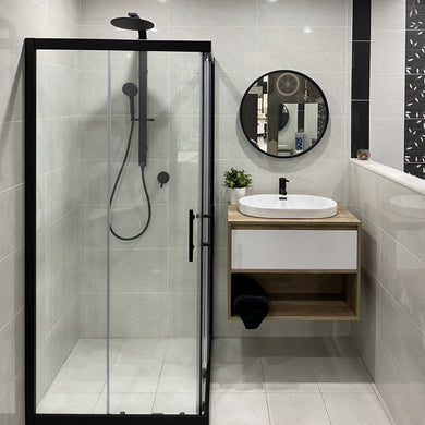 Deluxe Round 900mm Mirror with Black Frame
