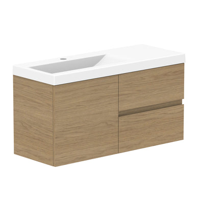 ADP Drift Ensuite Wall Hung 900mm Single Left Offset Bowl Vanity Cabinet