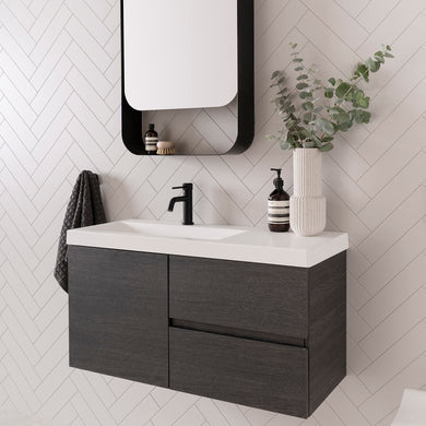 ADP Drift Ensuite Wall Hung 900mm Single Left Offset Bowl Vanity Cabinet