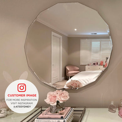 Fine Round Jewel 750mm Frameless Mirror with Jewelled Edge