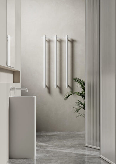 Nero Mecca Heated Vertical Towel Rail | Matte White |