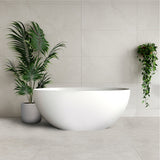 Byron Egg 1300mm Oval Artificial Stone Freestanding Bath, Gloss White