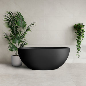Byron Egg 1300mm Oval Artificial Stone Freestanding Bath, Matte Black