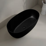 Byron Egg 1300mm Oval Artificial Stone Freestanding Bath, Matte Black