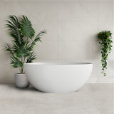 Byron Egg 1300mm Oval Artificial Stone Freestanding Bath, Matte White