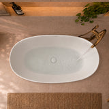 Byron Egg 1300mm Oval Artificial Stone Freestanding Bath, Matte White