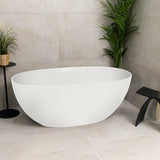 Byron Egg 1400mm Oval Artificial Stone Freestanding Bath, Gloss White