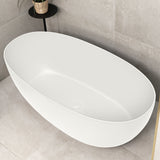 Byron Egg 1400mm Oval Artificial Stone Freestanding Bath, Gloss White