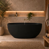 Byron Egg 1400mm Oval Artificial Stone Freestanding Bath, Matte Black