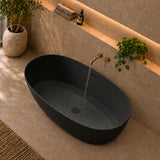 Byron Egg 1400mm Oval Artificial Stone Freestanding Bath, Matte Black
