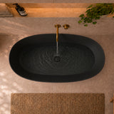 Byron Egg 1400mm Oval Artificial Stone Freestanding Bath, Matte Black