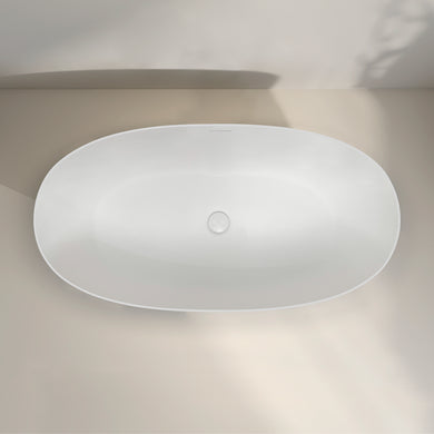 Byron Egg 1400mm Oval Artificial Stone Freestanding Bath, Matte White