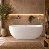 Byron Egg 1500mm Oval Artificial Stone Freestanding Bath, Gloss White
