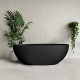 Byron Egg 1500mm Oval Artificial Stone Freestanding Bath, Matte Black