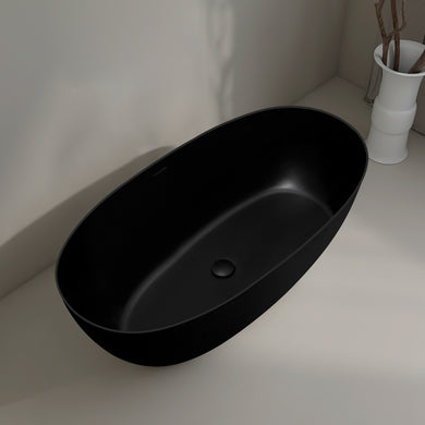 Byron Egg 1500mm Oval Artificial Stone Freestanding Bath, Matte Black