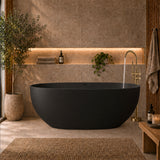 Byron Egg 1500mm Oval Artificial Stone Freestanding Bath, Matte Black
