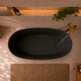 Byron Egg 1500mm Oval Artificial Stone Freestanding Bath, Matte Black