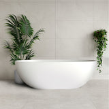 Byron Egg 1600mm Oval Artificial Stone Freestanding Bath, Gloss White
