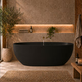 Byron Egg 1600mm Oval Artificial Stone Freestanding Bath, Matte Black
