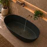 Byron Egg 1600mm Oval Artificial Stone Freestanding Bath, Matte Black