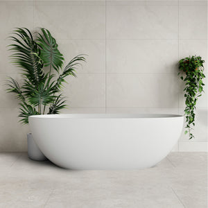 Byron Egg 1600mm Oval Artificial Stone Freestanding Bath, Matte White