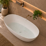 Byron Egg 1600mm Oval Artificial Stone Freestanding Bath, Matte White