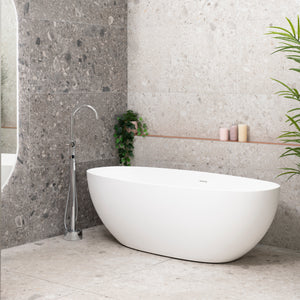 Byron Egg 1700mm Oval Artificial Stone Freestanding Bath, Gloss White