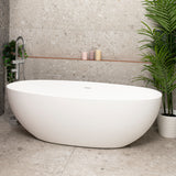 Byron Egg 1700mm Oval Artificial Stone Freestanding Bath, Gloss White