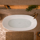 Byron Egg 1700mm Oval Artificial Stone Freestanding Bath, Gloss White
