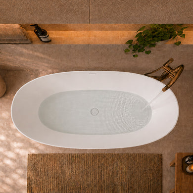 Byron Egg 1700mm Oval Artificial Stone Freestanding Bath, Gloss White
