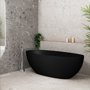 Byron Egg 1700mm Oval Artificial Stone Freestanding Bath, Matte Black
