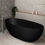 Byron Egg 1700mm Oval Artificial Stone Freestanding Bath, Matte Black