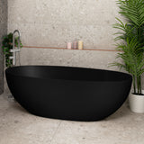 Byron Egg 1700mm Oval Artificial Stone Freestanding Bath, Matte Black